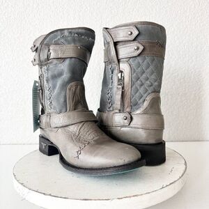 NEW Lane DUSTOFF Gray Boots Womens Size 9 Western  Leather Cowboy Military Moto